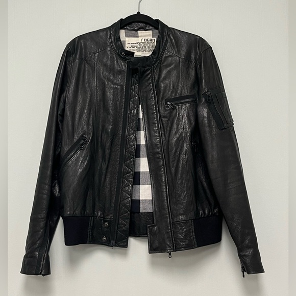 Rogan Lambskin Motorcycle Jacket Mens Black. Size Medium. - Picture 1 of 16